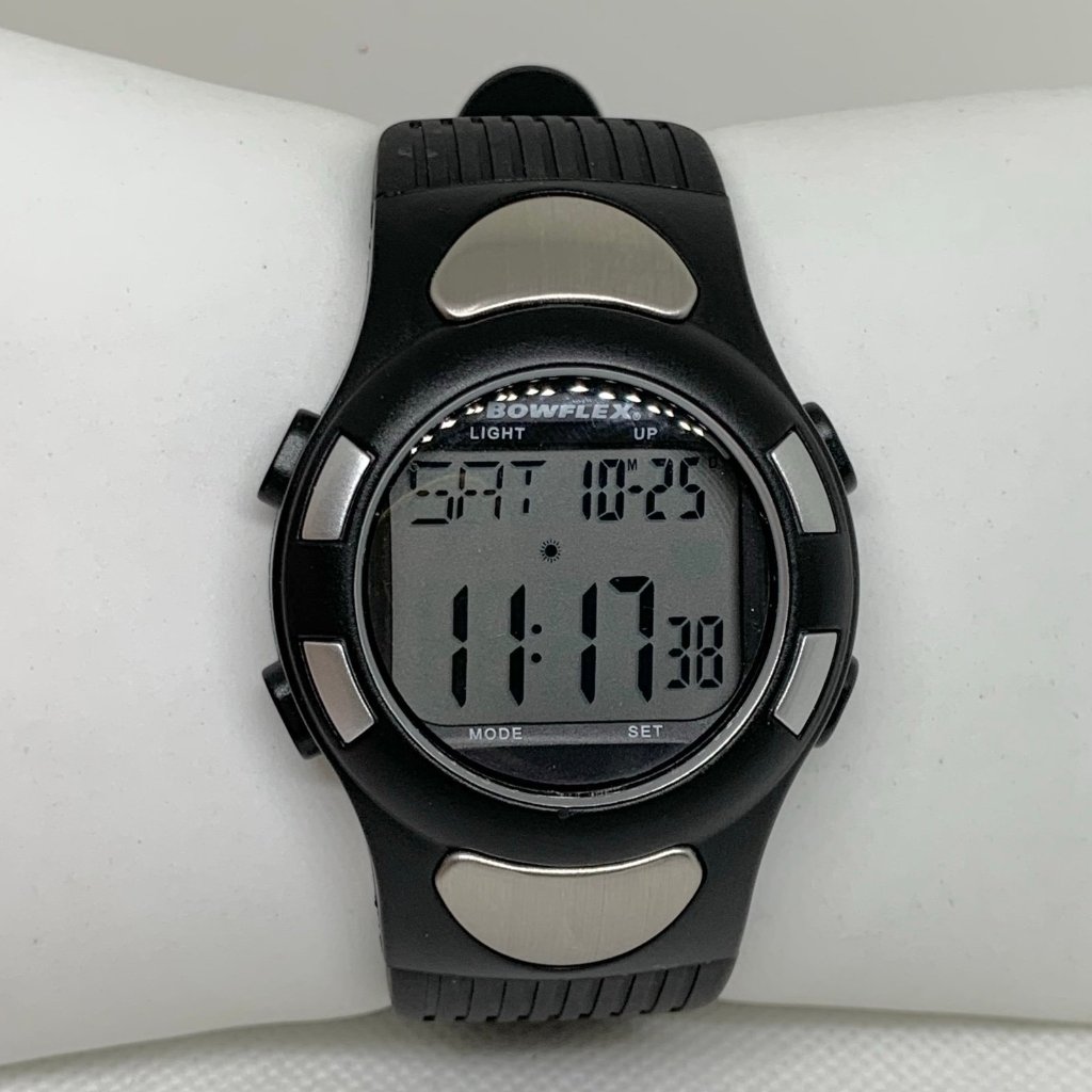 Bowflex Men Digital Watch 42mm Day Date Chrono Black Silver Tone Quartz Running